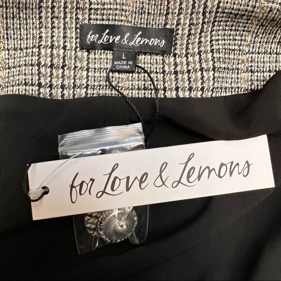 For Love & Lemons Frankie Plaid Crop Top Grey Wool Blend Large MSRP $189 - Picture 9 of 10